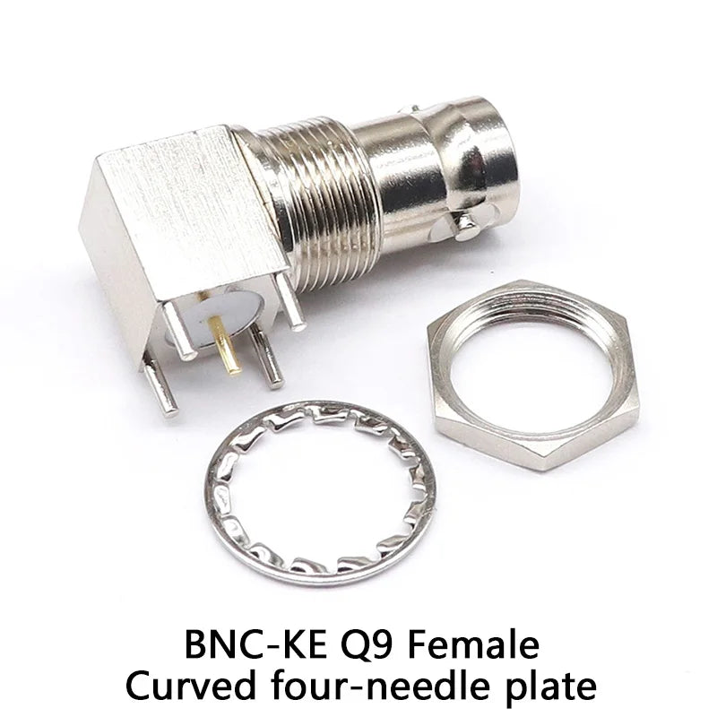 50/75ohm Four-pin BNC socket welding board BNC-KYE connector BNC-KE curved four-pin board Q9 female seat copper