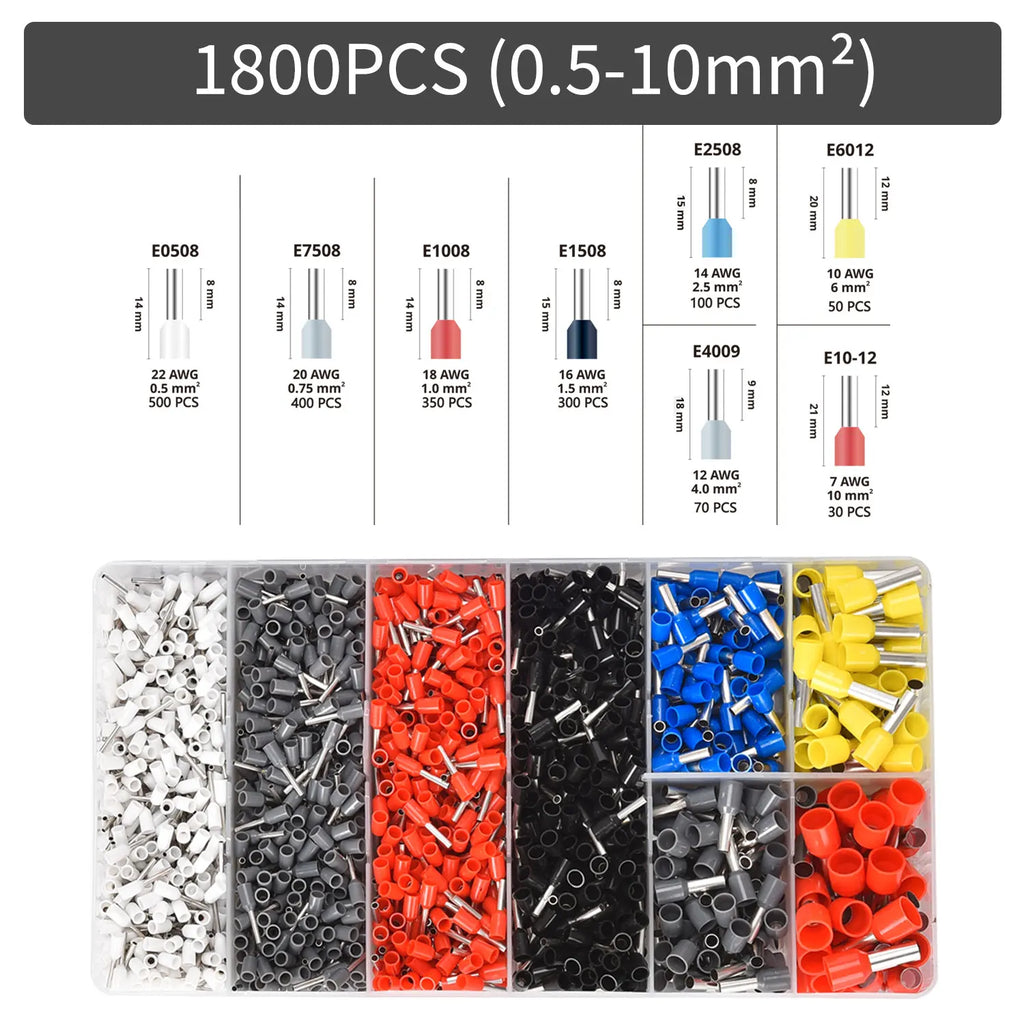Tube Terminal Boxed Cable Connector Wire Ferrule Terminal Kit - Parallel Wiring Function for Wire Ends