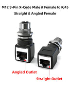 BYXGD M12 X-Code 8Pin A-Code D-Code 4Pin to RJ45 Panel Mount Adapter IP67 Waterproof Ethernet Connector Straight Angled Type