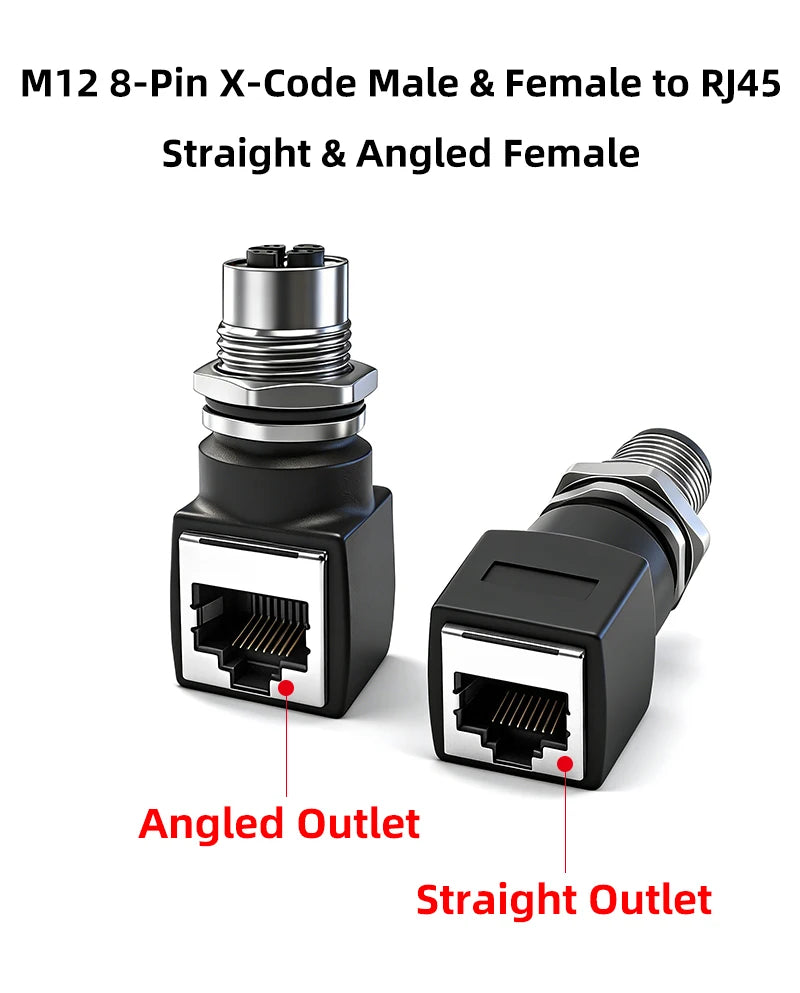 BYXGD M12 X-Code 8Pin A-Code D-Code 4Pin to RJ45 Panel Mount Adapter IP67 Waterproof Ethernet Connector Straight Angled Type