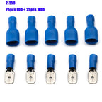 20/50/100Pcs Red + Blue 6.3mm Female Insulated Spade Crimp Terminal Wire Connector For 0.5-2.5mm Electrical Wire Cable Connecors