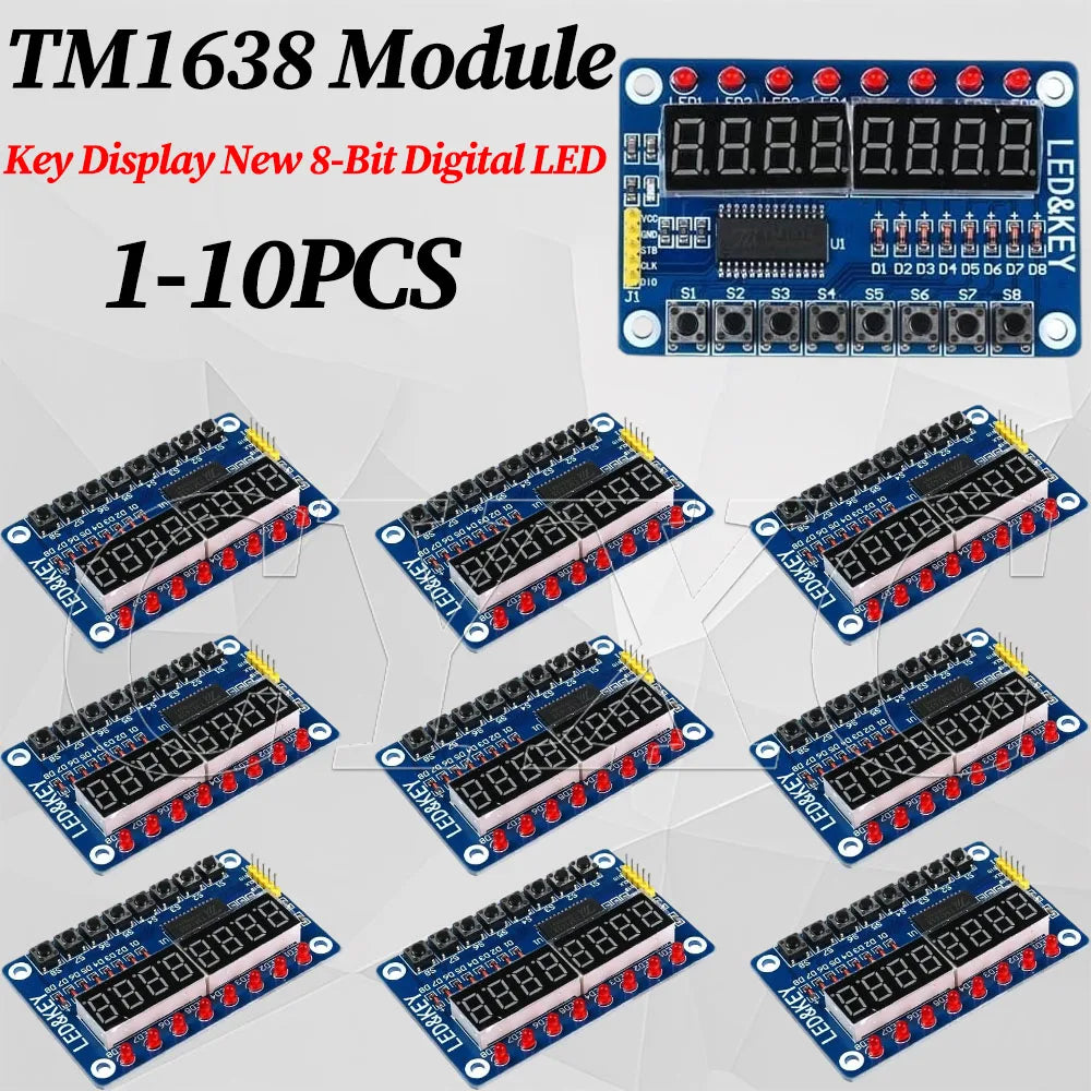 1-10PCS TM1638 Module Key Display For AVR Arduino New 8-Bit Digital LED Tube 8-Bit