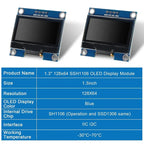 1-10PCS 1.3" OLED Display Module White/Blue Color Drive Chip SH1106 128X64 1.3 inch OLED LCD LED IIC I2C Communicate