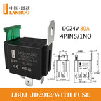 LANBOO High Current Car/Auto Relay 12V 24V 30A with 4PIN/5PIN Applications include lighting control and horn control.