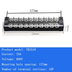 TB15A 25A 45A Copper Wiring Terminal Block 3/4/5/6/8/10/12 Position Electrical Connector Board Current Terminal Strip
