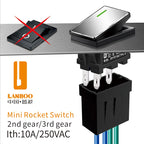 LANBOO 14mm*9mm Series 7Amp High Current Rocker Switch ON-OFF-ON 2/3Position 4/6Pin KCD1  With Red/Green Light  12V24V220V