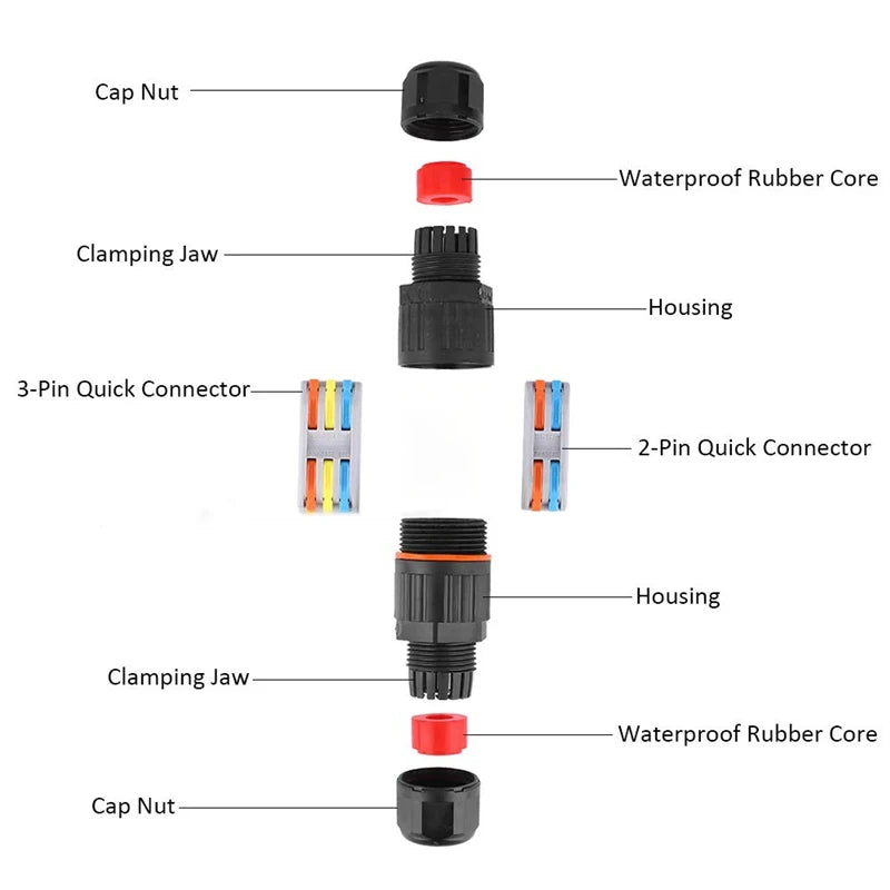 IP68 Waterproof Joint Wire Quick Connection Connector 2/3 Pin Solder Less LED Lamp Wiring Outdoor Rainproof Terminal New