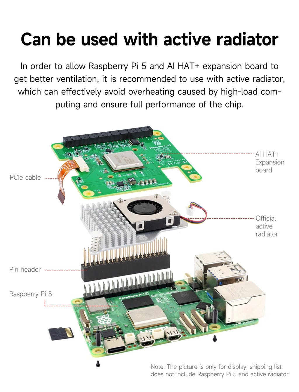 Raspberry Pi 5 AI Kit Hailo-8 and Hailo-8L Accelerator Module 13Tops/26Tops with PCIe to M.2 Board