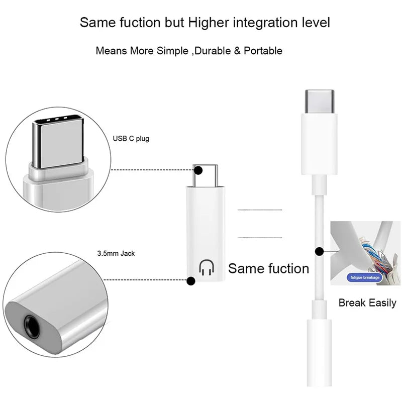 USB C to 3.5mm Earphone Adapter Audio Converter Jack for iPhone 15 Samsung Type-C Headphone Connector 3.5mm Jack USB C