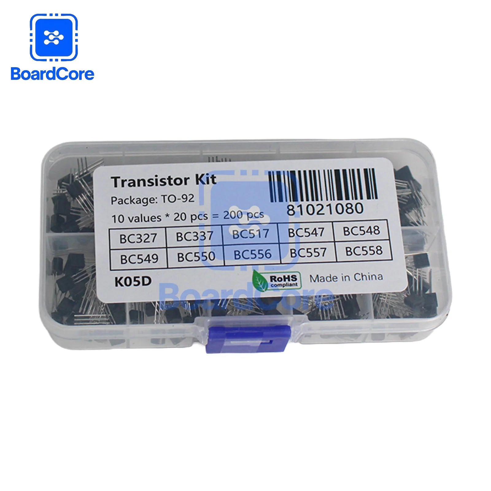 200/480pcs Transistor Kit 2N2222 2N3904 S8050 BC327 BC337 BC547 BC548 BC549 BC557 BC558 A1015 C945 PNP/NPN TO-92 Transistors Set