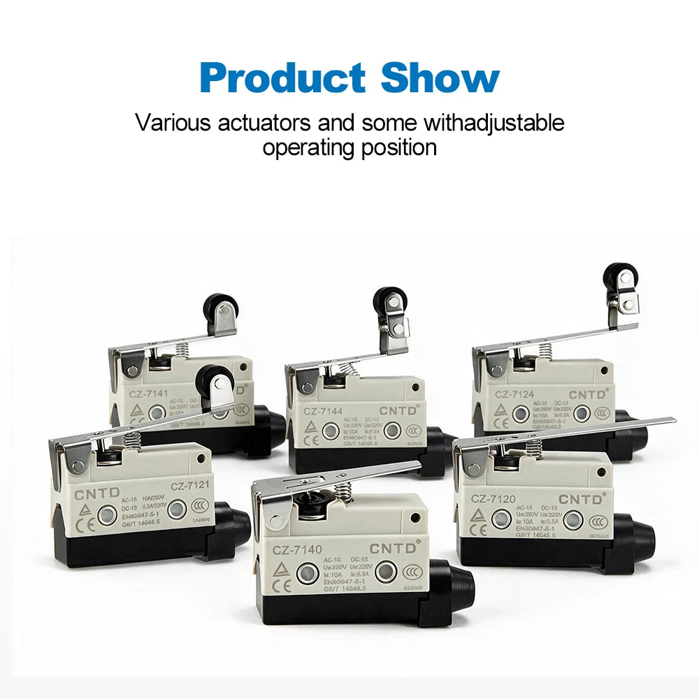 CNTD CZ‑7120 Limit Micro Switch TZ AZ‑7120 Equivalent High Roller Short Lever 10A 250V 1NO 1NC IP64 Snap Action 100% GENUINE