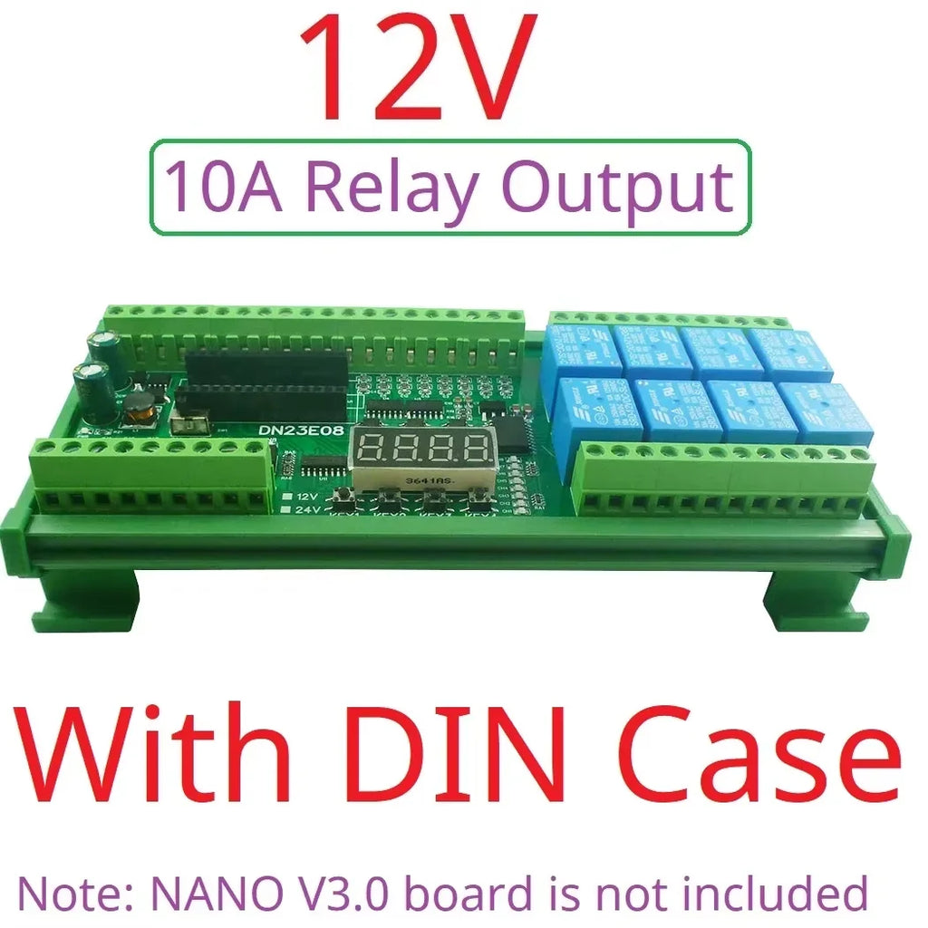 Arduino NANO V3.0 IO Board DC12V/24V RS485 8CH Relay 4-20mA 0-10V Analog Input Opto Isolated Simple PLC Timer Module