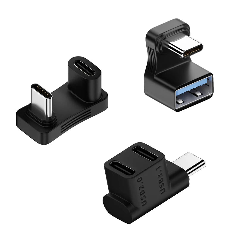 180 Degree U-shaped 100W USB 3.1 Type C Male to Female 1 to 2 Adapter OTG 10Gbps Fast Data 4K Tablet USB-C Charging Converter
