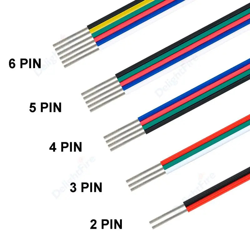 5-100m LED Cable 18 20 22AWG Hookup Wire 6 5 3 2 4pin RGB Extension Cable For LED Strip WS2812B Pixels Light SM JST Connectors