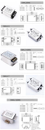 New 220V AC Anti-interference Power Supply EMI Filter CW4L2 CW4L2-20A-S CW4L2-6A-S CW4L2-10A-S CNC Purifier for Enhanced Perform