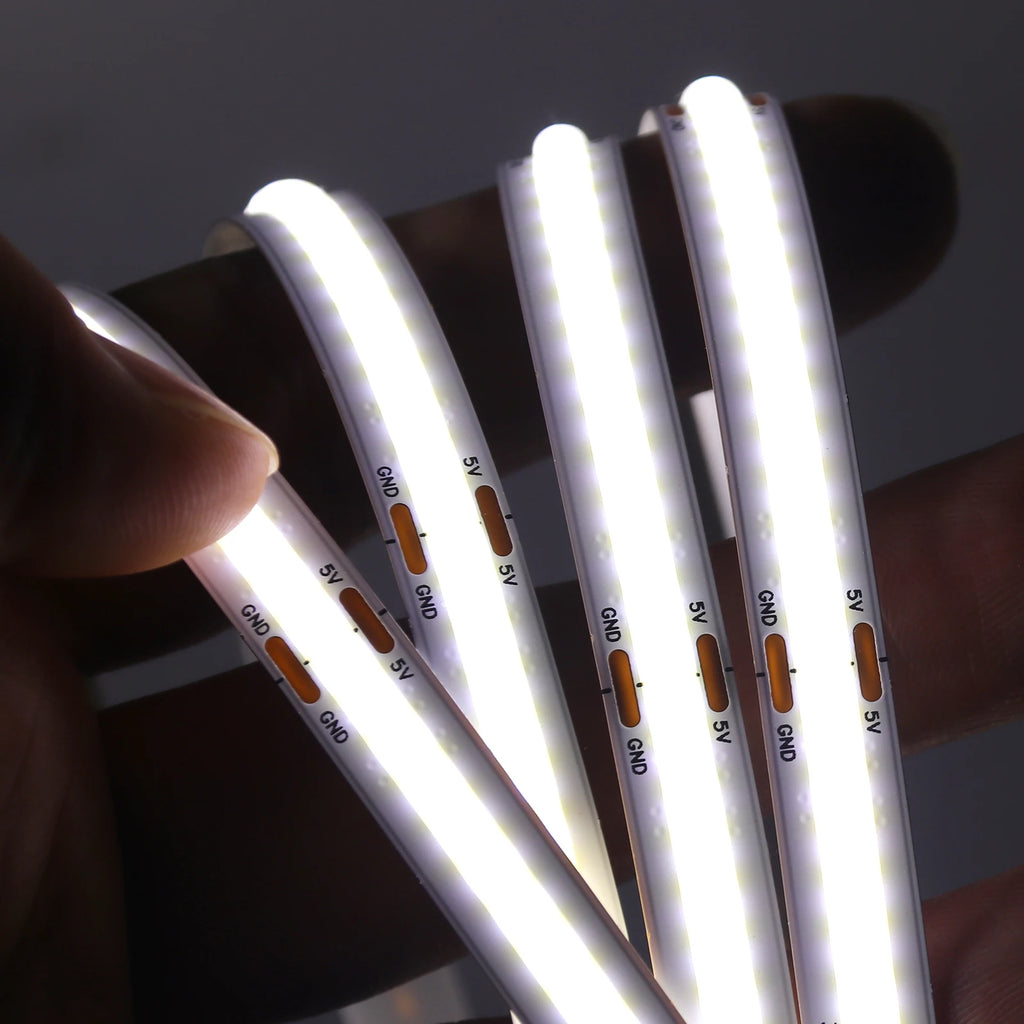 DC 5V USB COB Strip 3MM 5MM 8MM White/Pink/Red/White/Yellow/Ice Blue/Green Flexible Ribbon Rope Home Decor TV Backlight