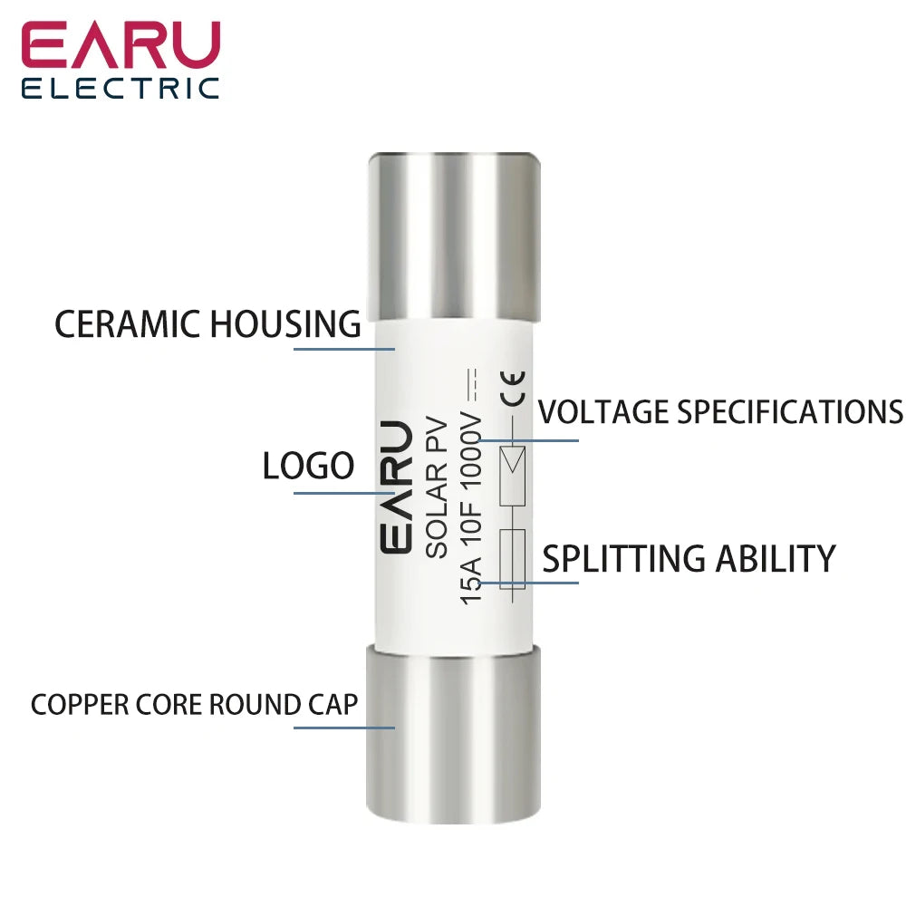 1PC Solar DC 1000V PV Fuses 6A 10A 15A 20A 25A 30A 32A High Voltage for Solar System Protection