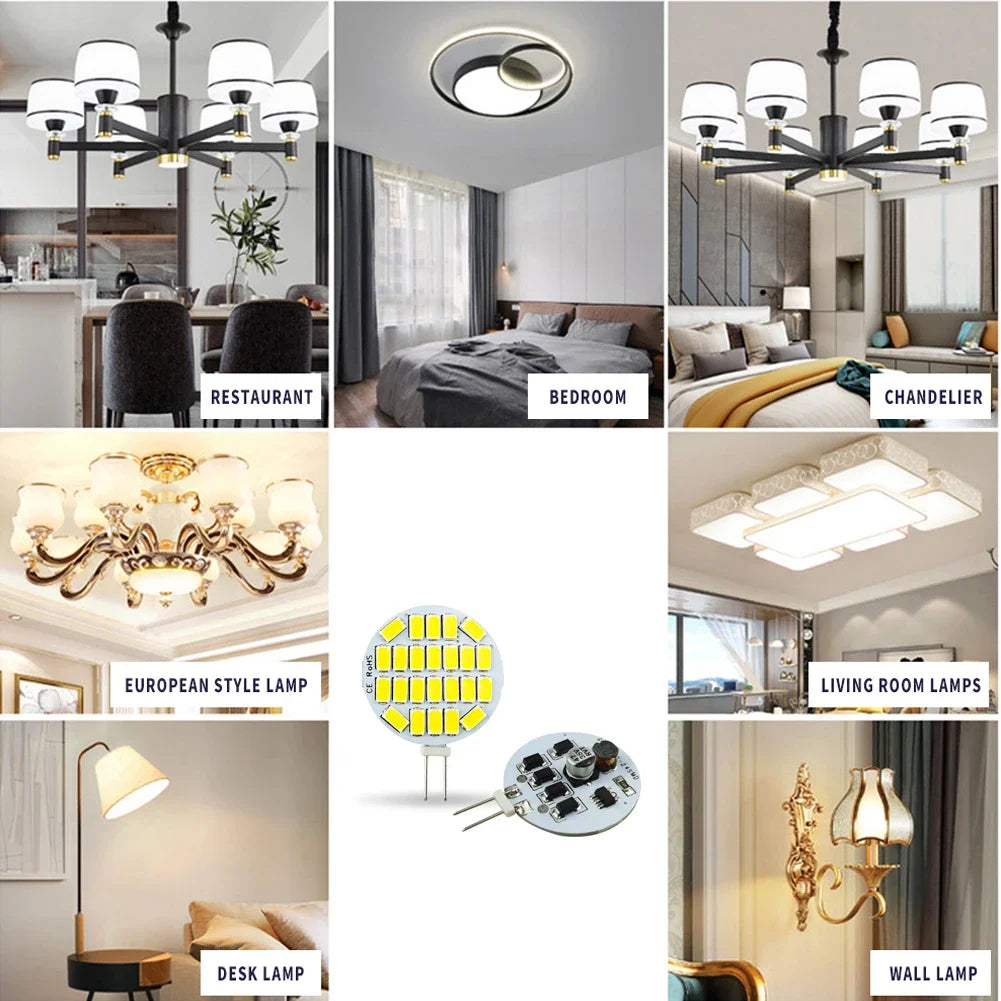 AC12V 24V LED G4 Round Spotlight Bulb 2W 3W 5730 15/24leds No Flicker Range Hood Lights Replace 20W Halogen Lamp