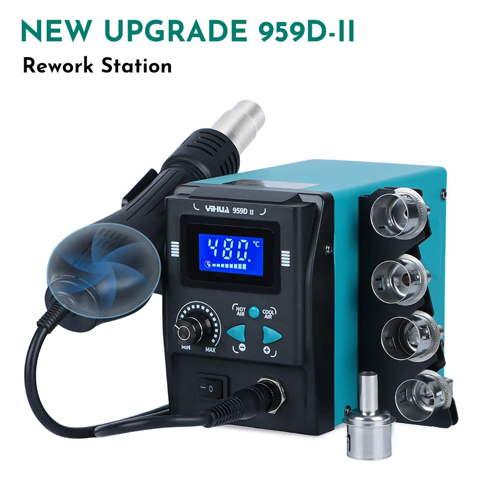 YIHUA 959D-II 700W Easy Plug-pull Nozzles Hot Air Gun Rework Soldering Station Phone Repair Welding Tools