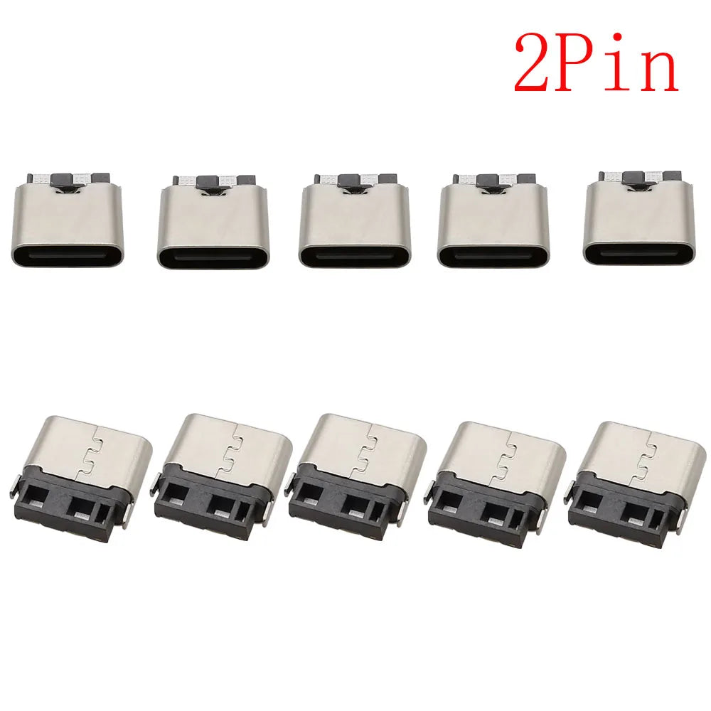 10Pcs USB Connector Type C Female Charging Port Jack 2P/6P/16P/24 Pin Soldering PCB SMD SMT DIY USB-C Socket Adapter