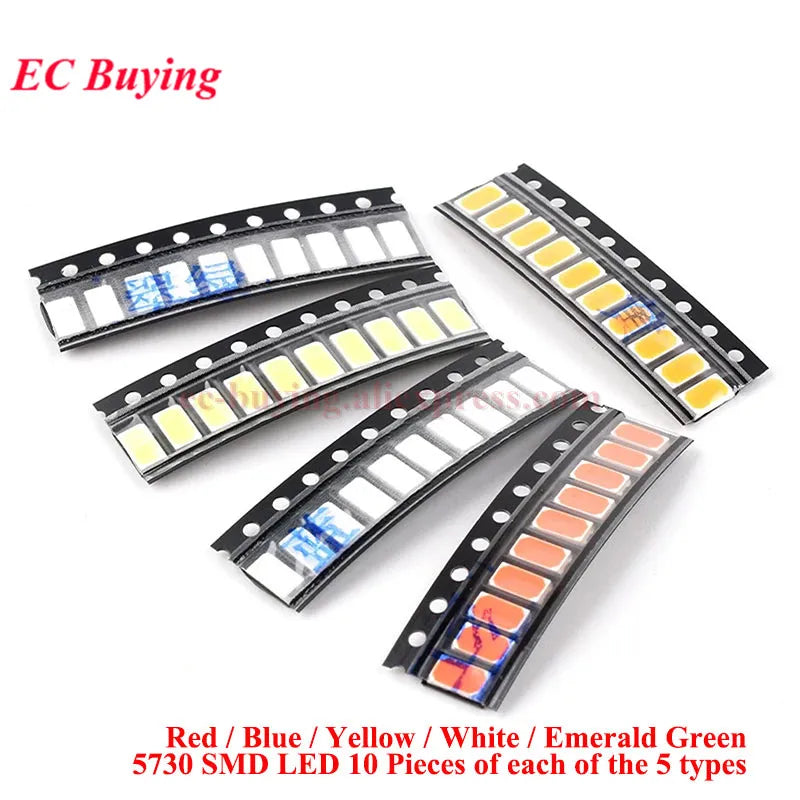 390Pcs/50pcs 0402 0603 0805 1206 3528 2835 5050 5730 SMD LED Kit Diodes Light Emitting Chip Surface Mount Diodo Red/Green/Blue