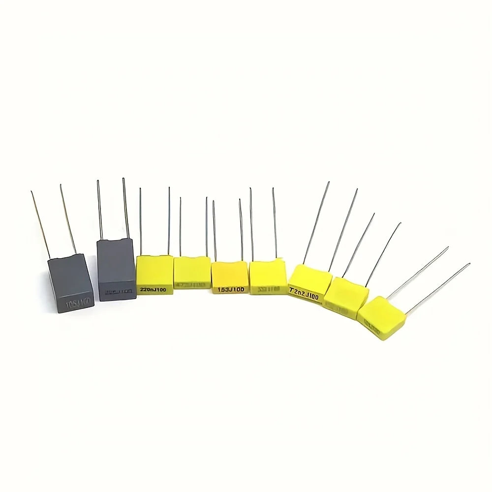 240Pcs Correction Capacitor Assorted Kit 24Values x 10Pcs 63V-100V 102J-105J Polypropylene Safety Plastic Film Capacitors