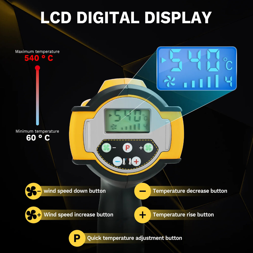 Cordless Heat Gun for Dewalt 20V Battery Hot Air Gun with LCD Digital Display for Shrink Wrapping & Tube Bending (No Battery)