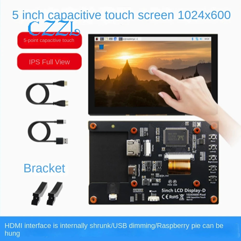 5inch/7inch Raspberry Pi HDMI display capacitive touch display with Raspberry Pi 5/4B high-definition IPS