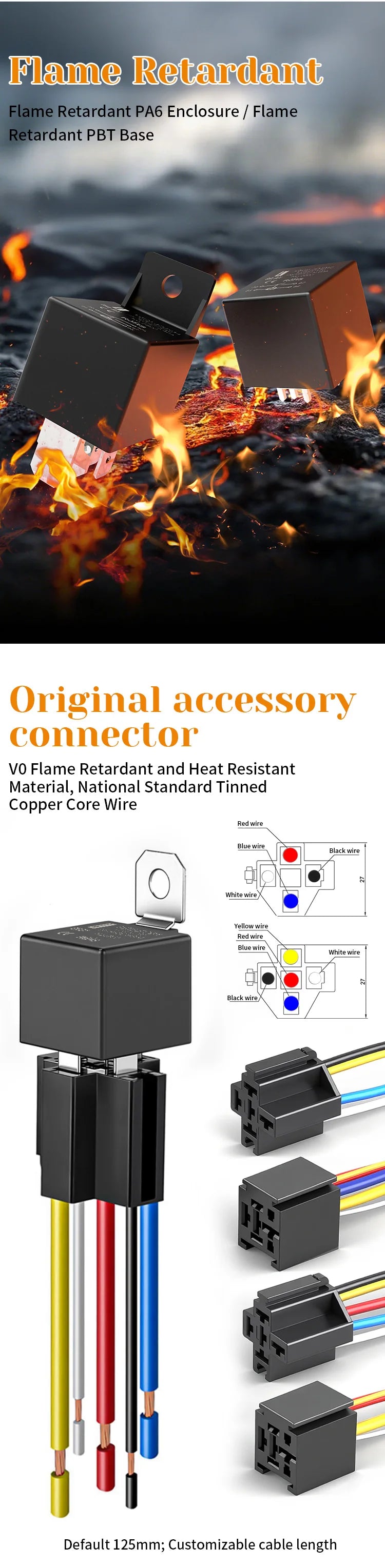 LANBOO High Current Car/Auto Relay 12V 24V 30A with 4PIN/5PIN Applications include lighting control and horn control.