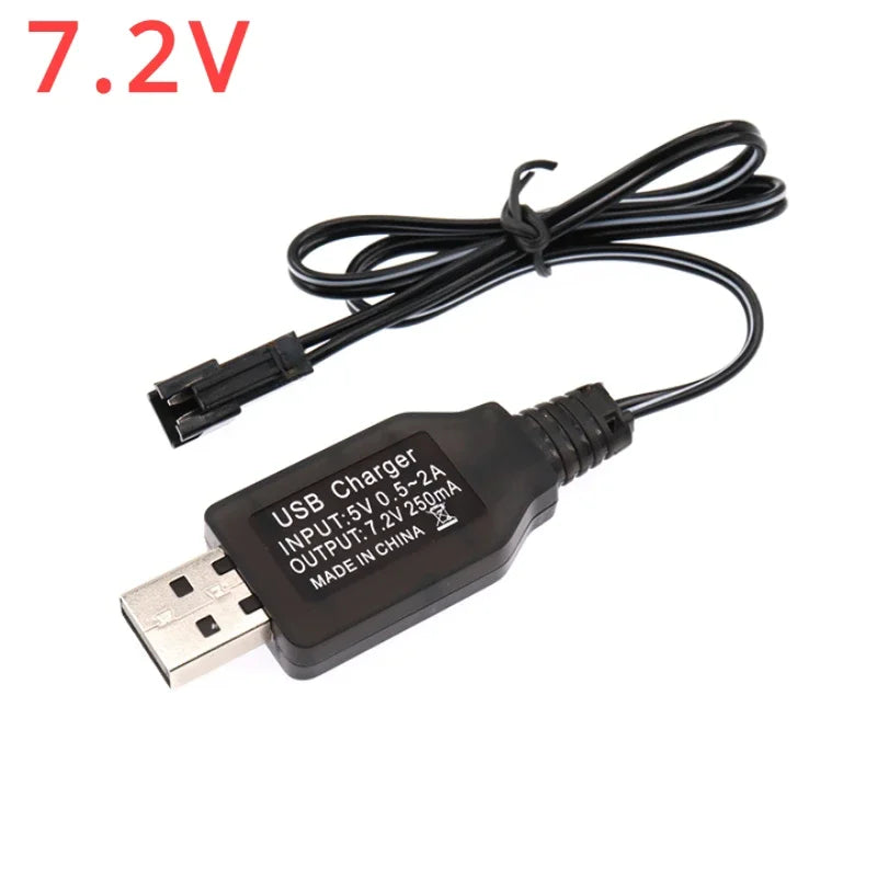 5V to 3.7/4.8/6/7.2/8.4/9.6V250mA Battery USB Power Charger Cable SM 2P Forward Plug for Remote Control Boat Car USB Charger Toy