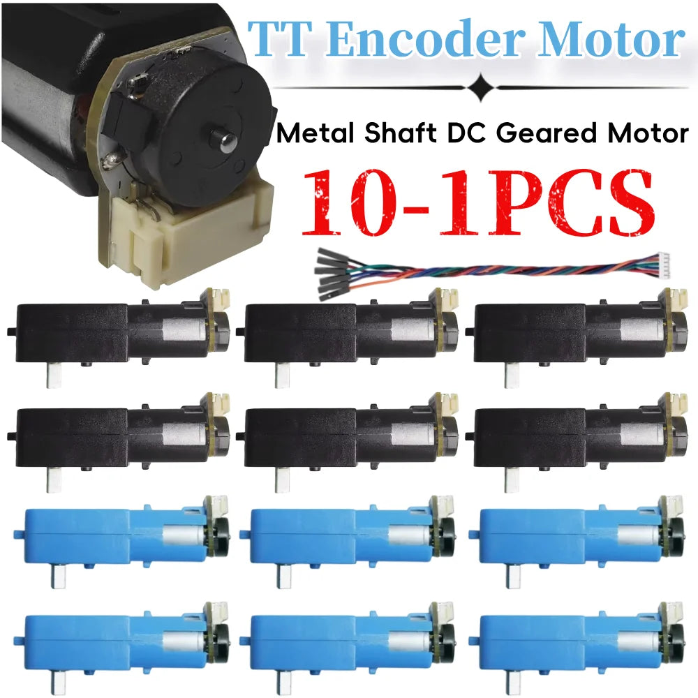 All-Metal TT Encoder Motor, 12PPR Hall Encoder, High Torque 1:90 Gearbox, Metal Shaft DC Geared Motor, DC 3-12V Gearbox Motor