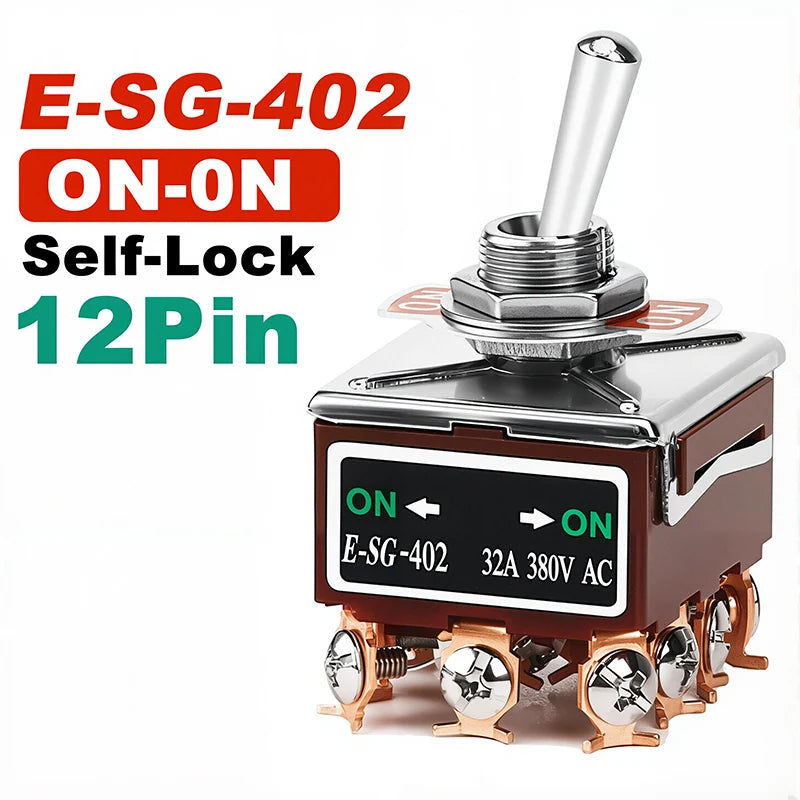 High Current Rocker Switch 2/3/4/6/8/9/12Pin Self Reset/Self-locking Toggle Switch Copper Pin 32A 250VAC Power Button Switch