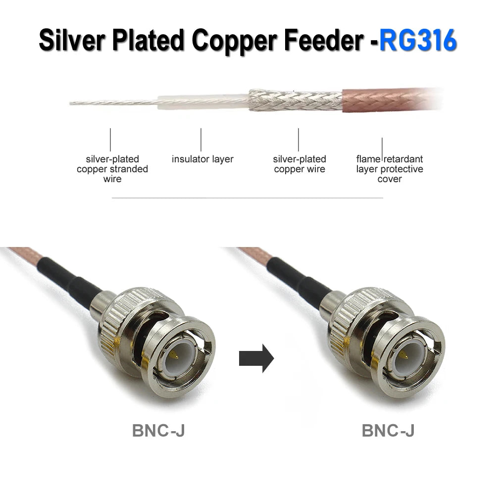RG316 BNC male to BNC male plug Q9 crimp Pigtail Coax Jumper extension Cable FPV for HD-SDI 3G-SDI Vedio CCTV Camera Camcorder