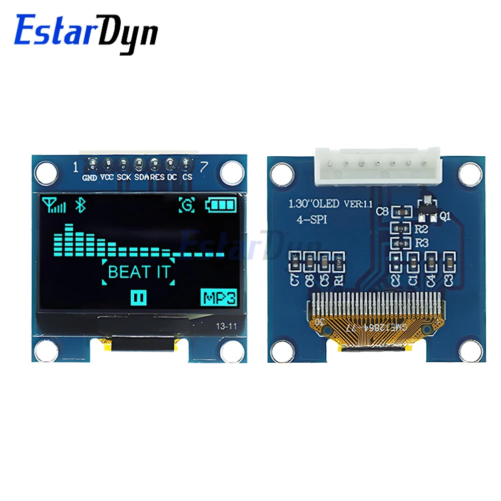 1.3 inch OLED RoHS Module 2.54mm Connecting Terminals SPI/IIC I2C Communicate White/Blue Color 128X64 1.3" OLED