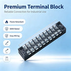 1Pc Dual Row Screw Terminal Block TB1503-TB1520 15A Fixed Wiring Strip Wire Connector