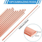 10pcs Silver Soldering Rods 2-15% Low Temperature Silver Brazing Rods Copper Pipe Solder Self Fluxing Alloy Flat Rod-Profile