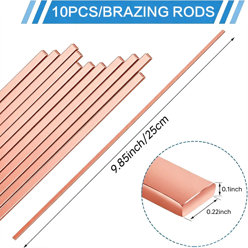 10pcs Copper Pipe Solder 2% Silver Brazing Rod Silver Soldering Rods Low Temperature Alloy Flat Welding Rod For Airs Conditioner