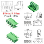 10/5 Pairs Pitch 5.08mm Terminal Block Connector 2EDG 5.08mm 2-12 Pin Pcb Screw Connector Terminal Block 2EDG Socket PCB Screw