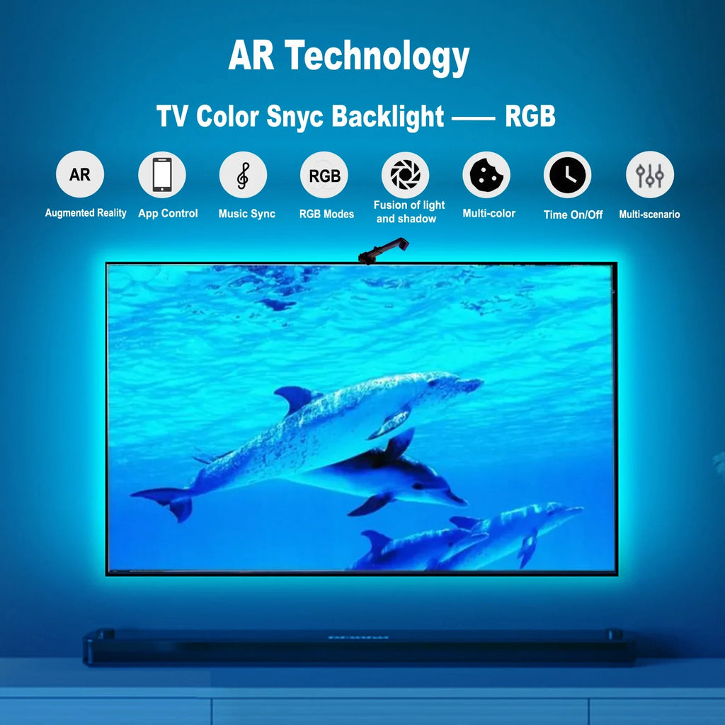 LED TV Backlight with Color Picking Sensor RGB-IC Led Strip Lights App Control Music Sync Light for 55-75inch PC/TV Ambient Ligh
