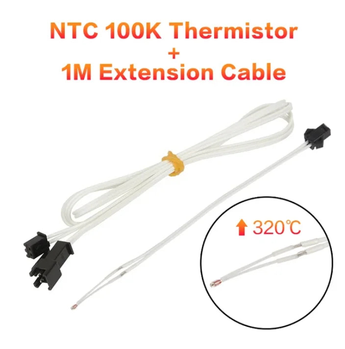 XCR3D 3D Printer Part 100k ohm B3950 NTC Thermistor Temperature Sensor HT-NTC100K 1 Meter 1.5m 2M Cable with Plug Connector