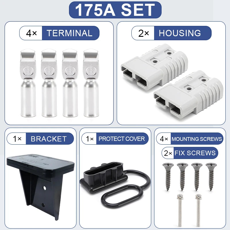 2pcs 50A 120A 175A 2P Quick Plug Forklift Battery Power Connector 600V Car Battery Charging Electrical Cable Wire Connectors