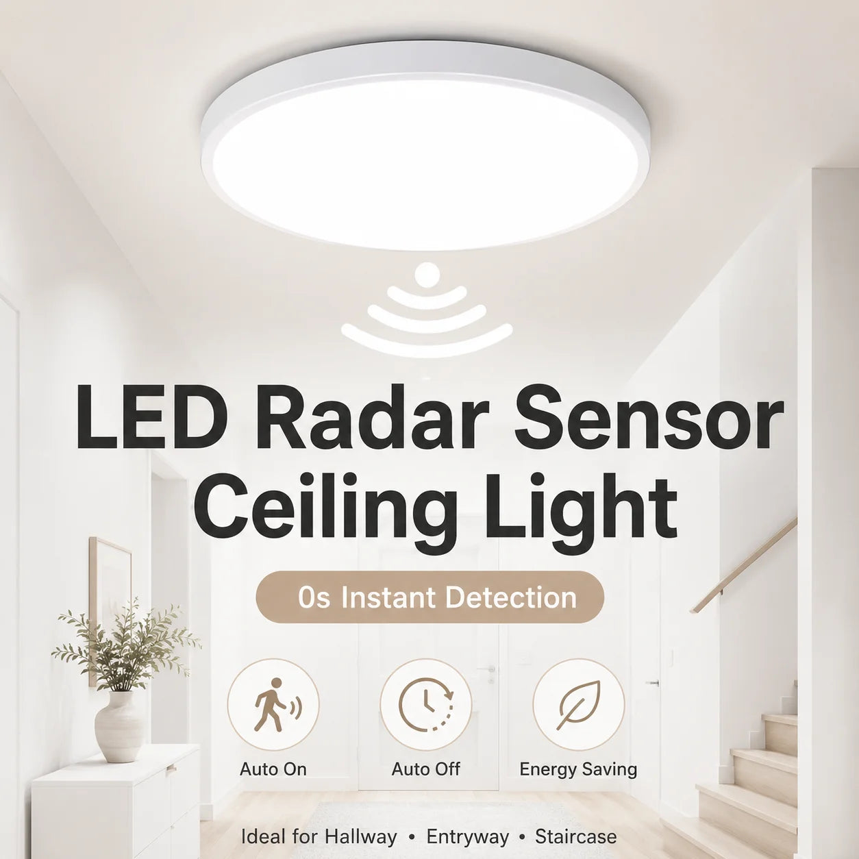 LED Radar Sensor Light Waterproof Ip44 220V Ceiling Lamp for Living Room Bathroom Corridor Decor Led Panel Light Motion Sensor