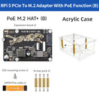 Raspberry Pi 5 PCIe To M.2 With PoE HAT (B) Supports NVMe Protocol M.2 Solid State Drive High-speed Reading Writing Pi 5 PoE HAT