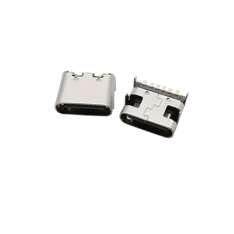 USB Type C Female 6 Pin Connector Jack SMT SMD DIY Electronic Repair Charging Port USB Type-C Socket PCB Soldering Adapter