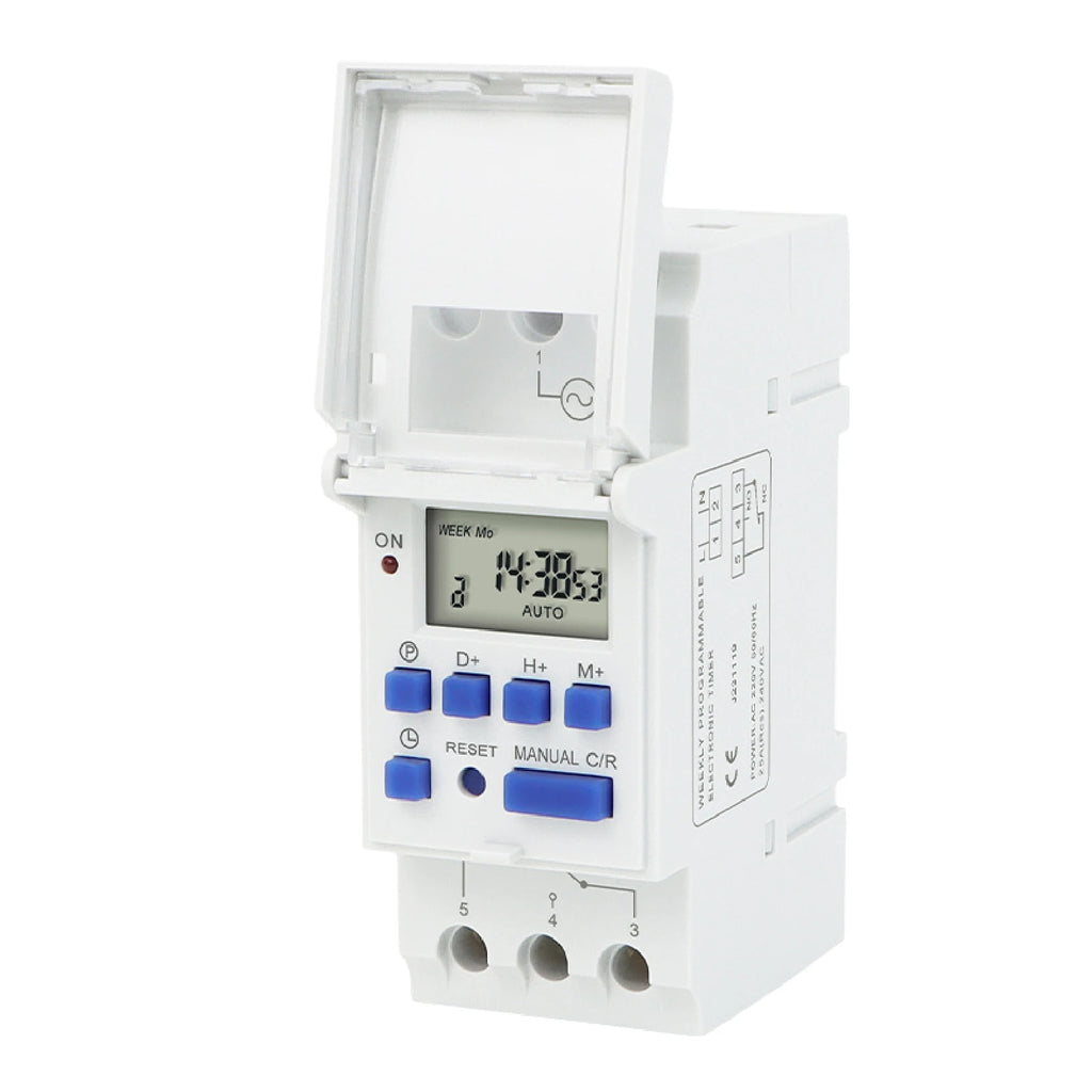 THC15A Digital Timer Switch Programmable Time Switch 30A DIN Rail Weekly Timer Relay 12V 24V 110V 220V LCD Controller