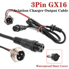 GX16 3Pin Plug for Lithium Battery Electric Scooters Aviation Charging Port 3 Pin Charger Output Cable 220V Waterproof Dust-pro