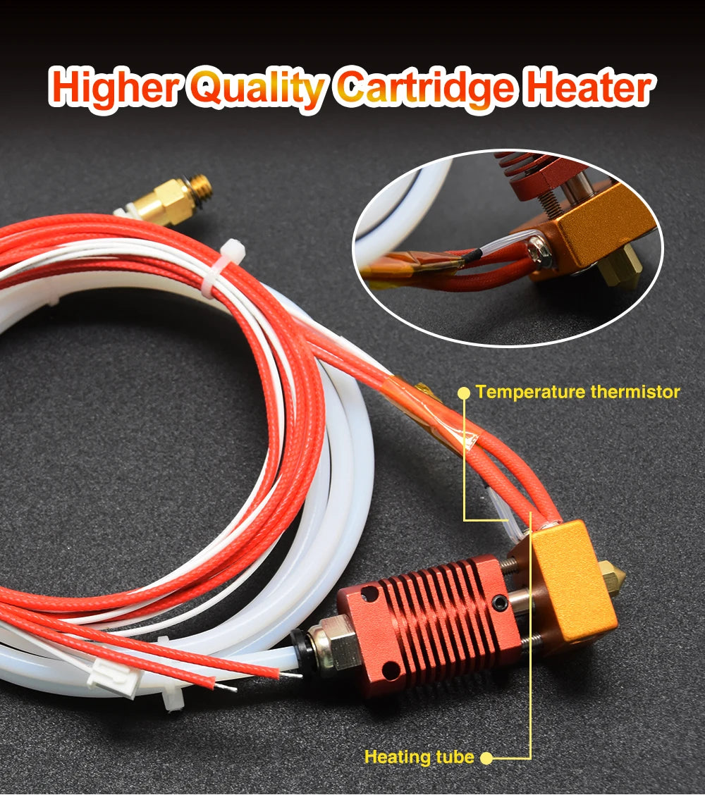 Ender 3 Metal J-Head CR10 MK8 Hotend Extruder Kit Heat Block Nozzle Heater Thermistor for CR10s Pro Ender3 V2 Ender 5 3D Printer