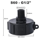 1000 Liter IBC Tank Adapter S60 x 1/2" 3/4' 1" 1.5 2" S100 Thread Connector Ton Barrel Joints IBC Tank Fitting