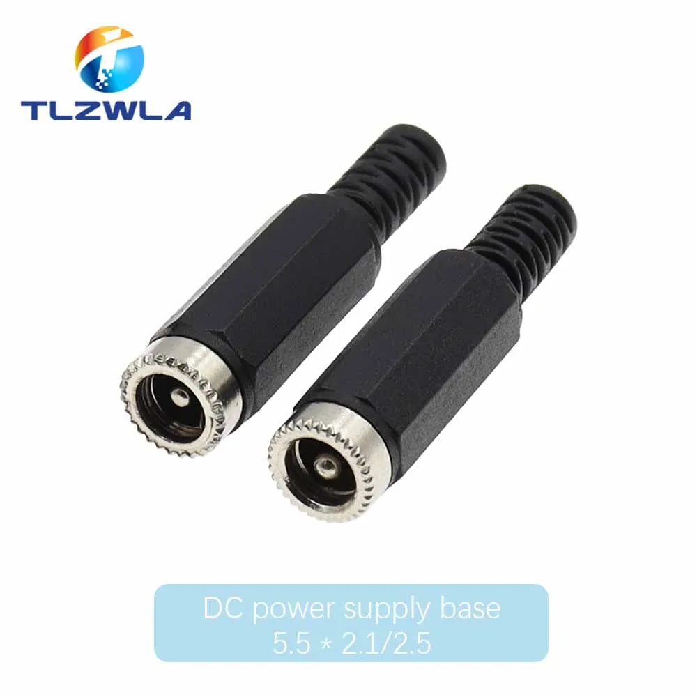 10PCS 24V 12V 3A Plastic Male Plugs + Female Socket Panel Mount Jack 5.5x2.1mm DC Power Connector Electrical Supplies 5.5*2.5