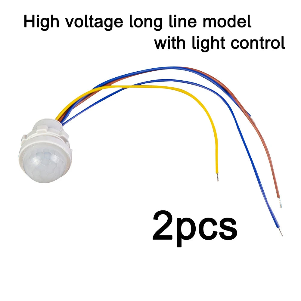 2PCS Automatic Sensor Light Switch LED Human Body Sensor Infrared Sensor Detection Infrared PIR Probe LED Body Sensor Switch